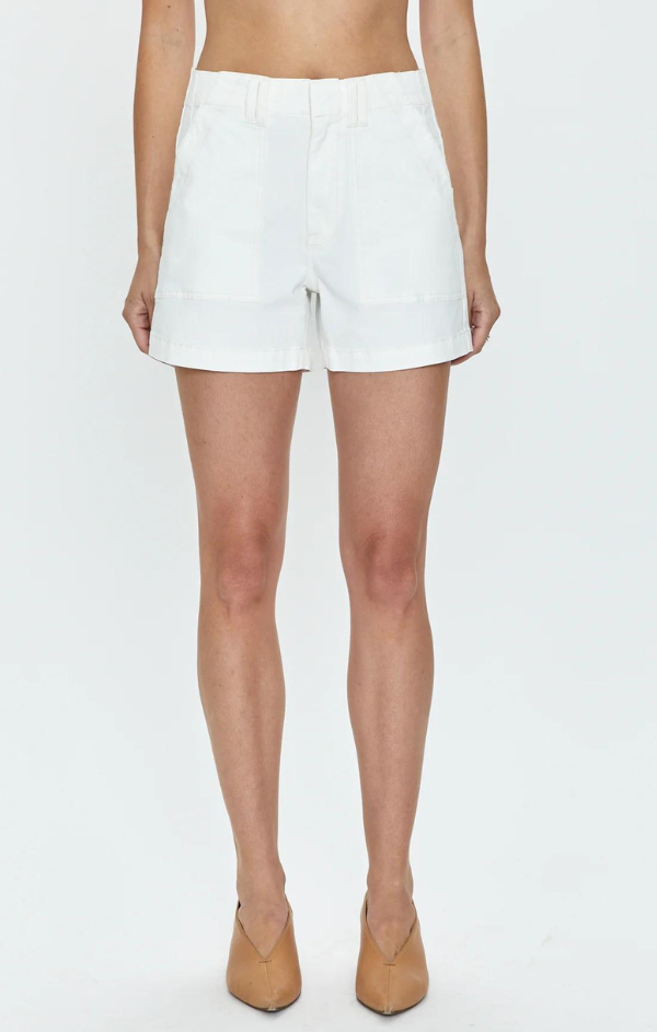 white utility shorts