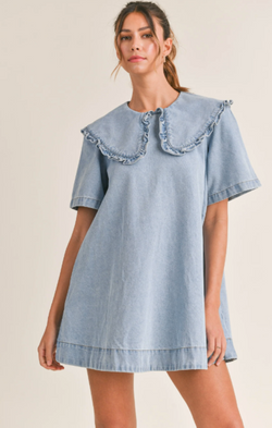 Peter Pan Collar Denim Mini Dress