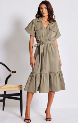 Tyra Poplin Tiered Dress