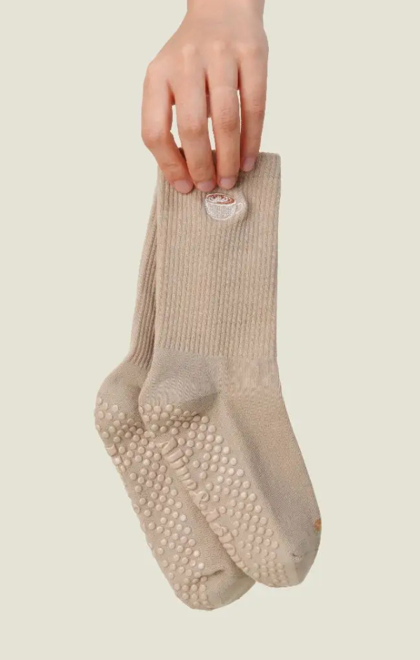 Embroidered Nonslip Grip Socks