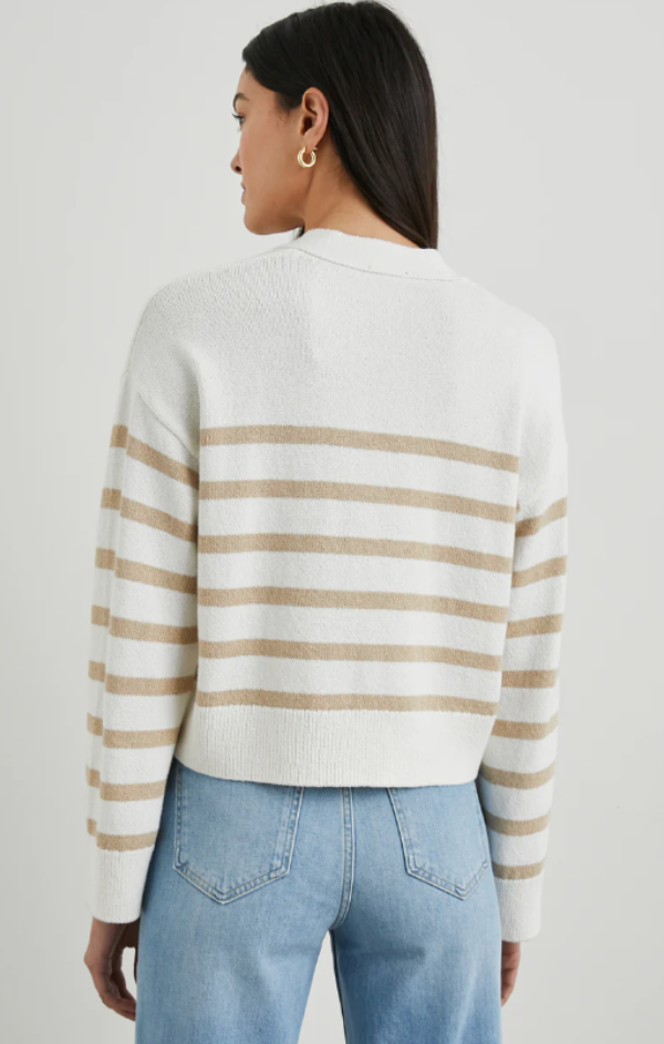 Geneva Cardigan in Sand Stripe