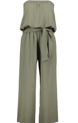 olive green strapless jumpsuit