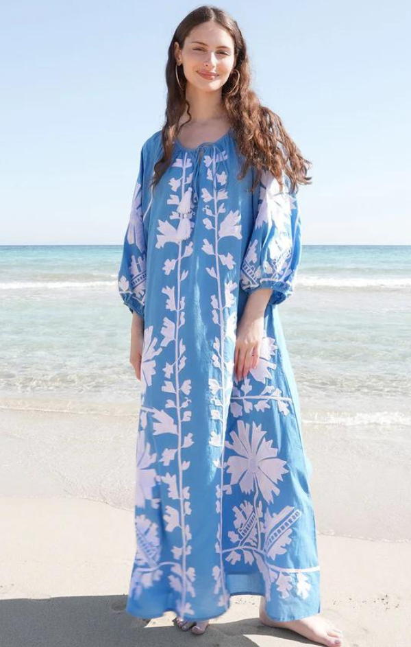 embroidered maxi coverup dress