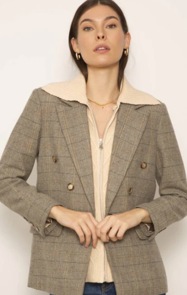 Barret Plaid Blazer with Cable Dickie