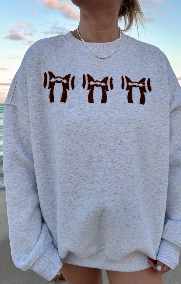 Football Bows Embroidered Sweatshirt