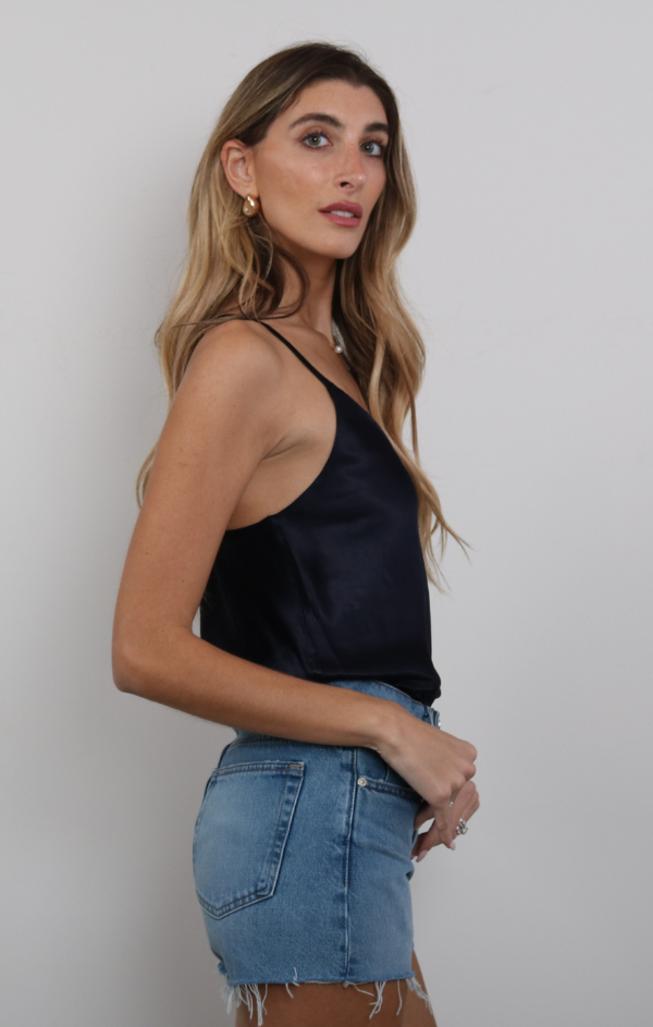 Silky Slip Top in Navy