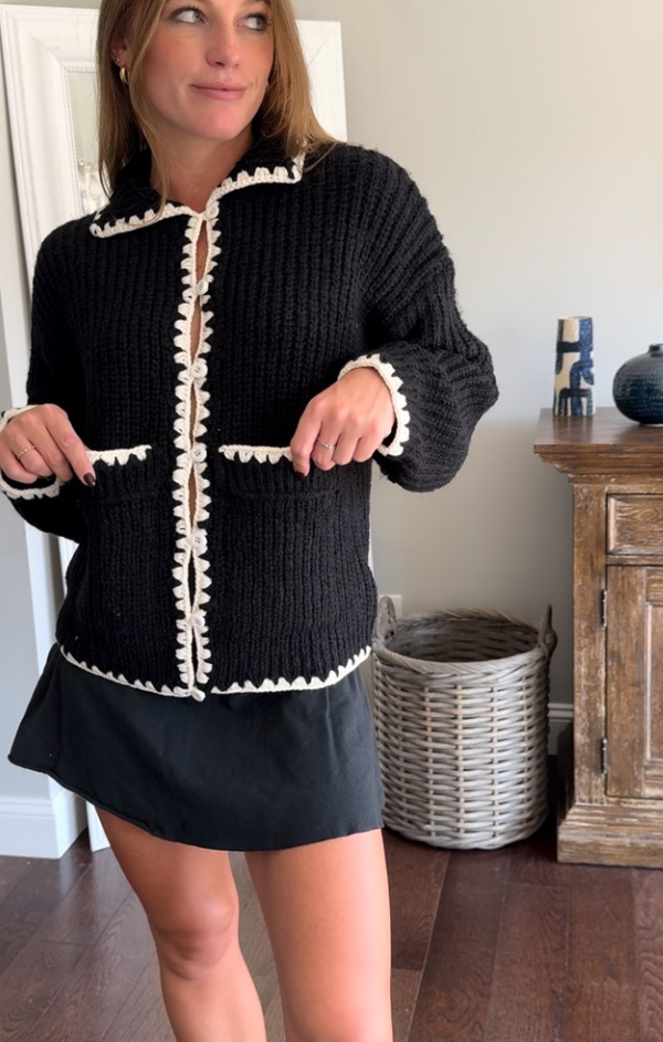 Chunky Crop Shaker Stitch Cardigan