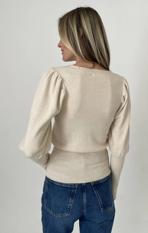 Reese Statement Sleeve Sweater Mint