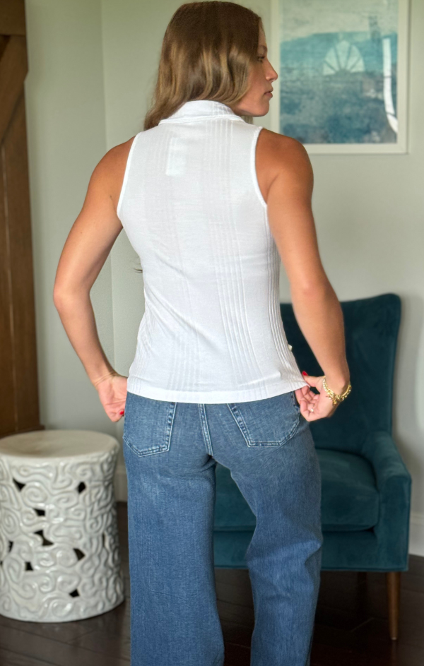 White Ribbed Polo Tank