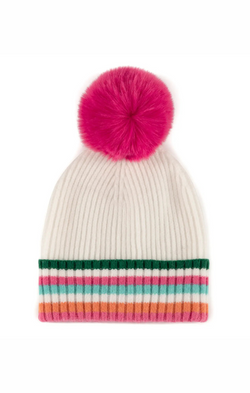 ribbed pom pom beanie
