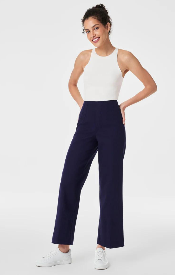 Stretch Twill Wide Leg Pant in Lapis Blue