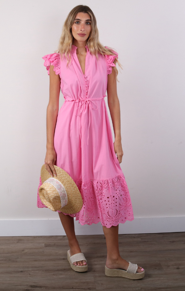 pink eyelet dress