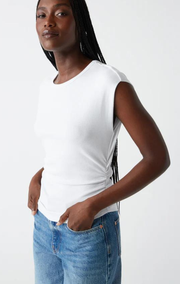 crw neck white top