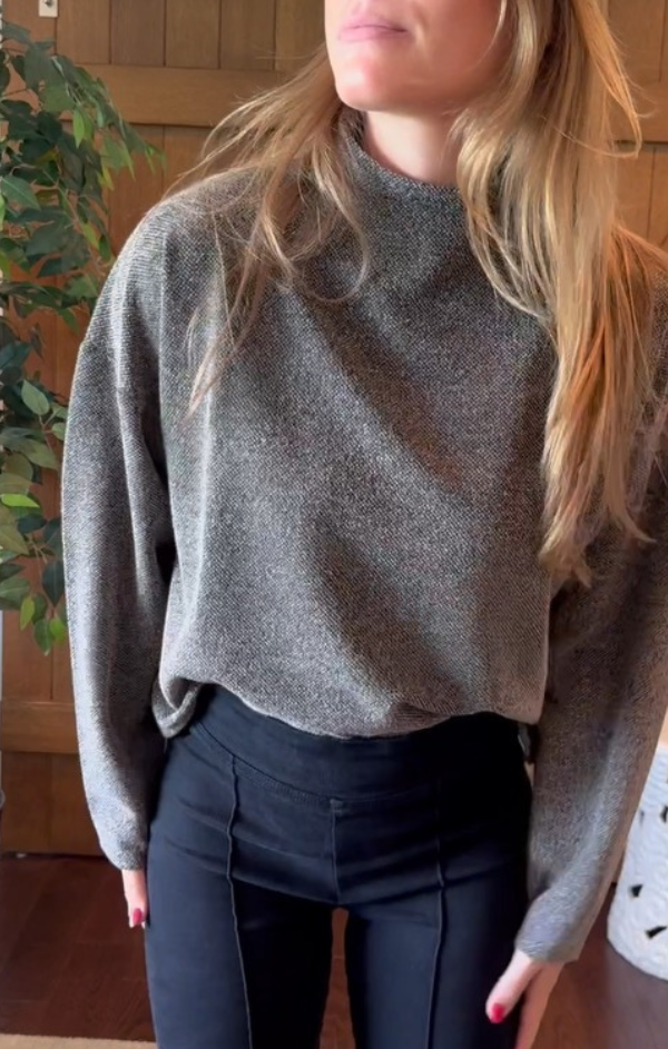 Tweed Funnel Neck Top