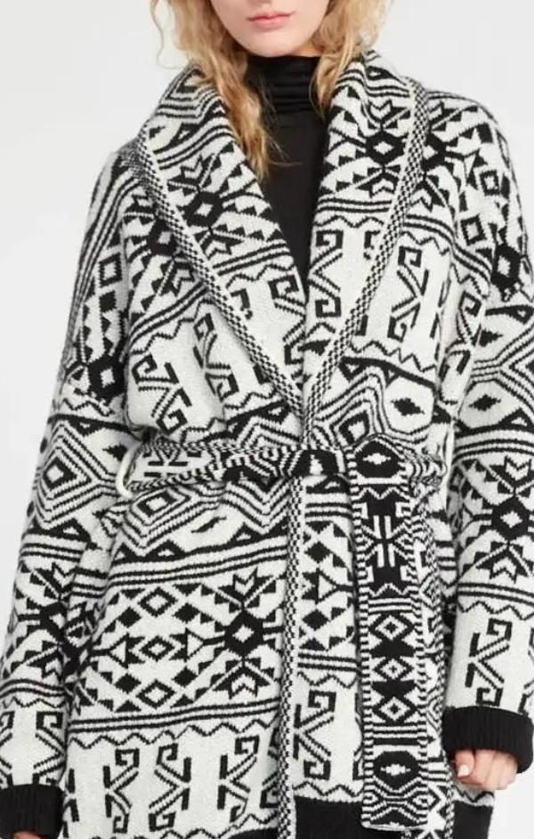 Aztec Chunky Knit Belted Cardigan