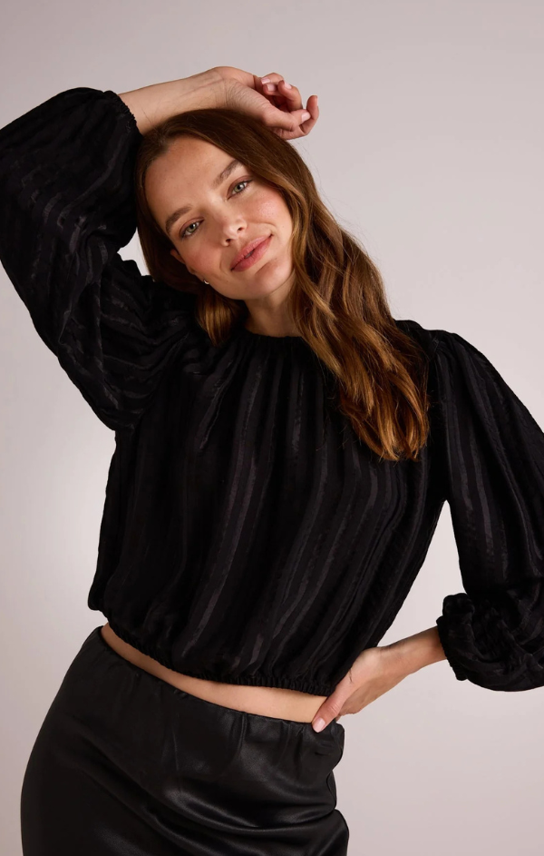 Elastic Shirred Top in Black