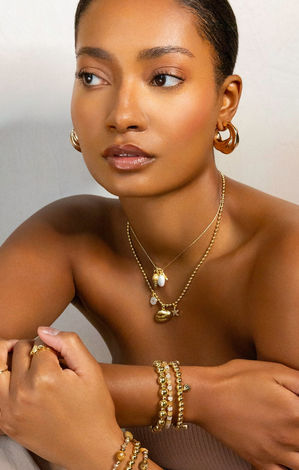 Ball Chain Necklace with Shell Charms