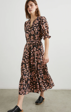 fall floral midi dress