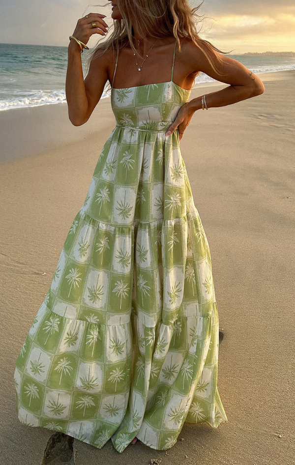 kivari palm print maxi dress