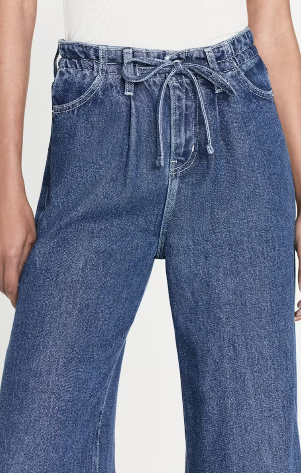 wide leg draped denim jeans