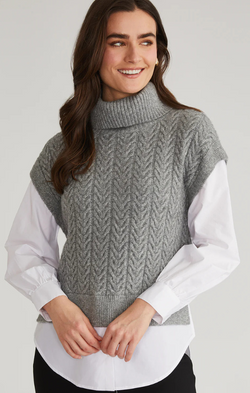 Sofia Twofer Cable Vest Tunic Sweater