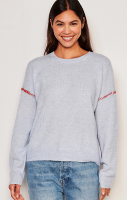 blue knit pullover for fall