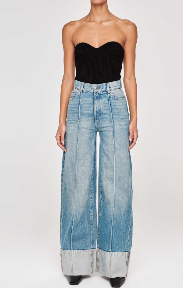 Hepburn Wide Leg High Rise in Springdale Cuffed