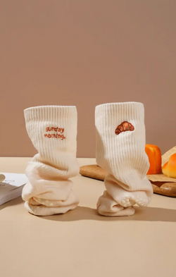 Embroidered Nonslip Grip Socks