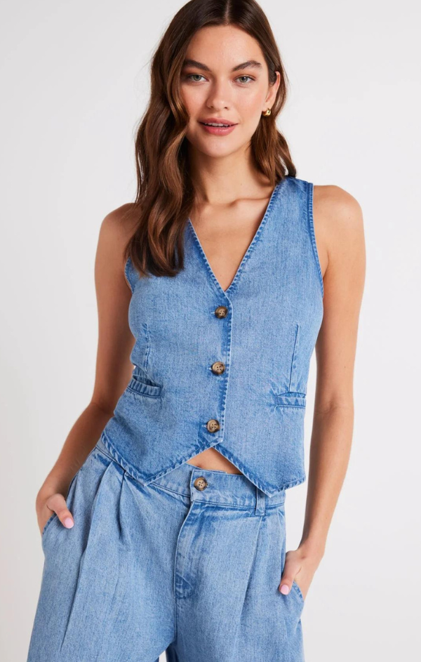 blue denim vest