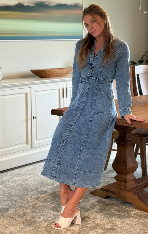 denim midi dress