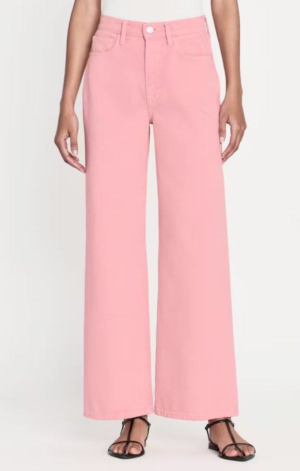 high rise pink denim jeans