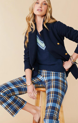 Maren Kick Flare Pant in Kalalanta Plaid Navy