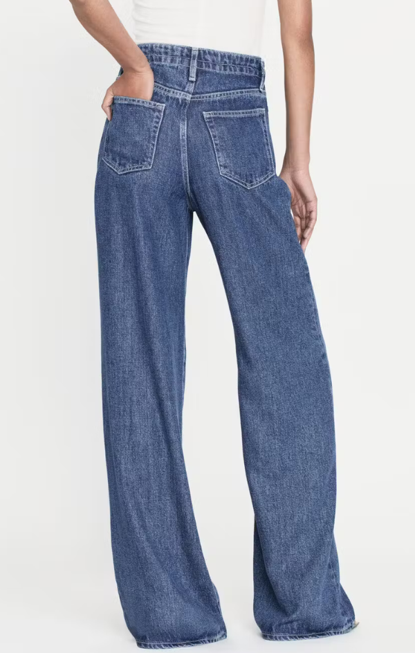 wide leg dark wash jeans