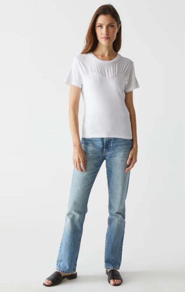 Victoria Shirred Fabric Mixed Tee