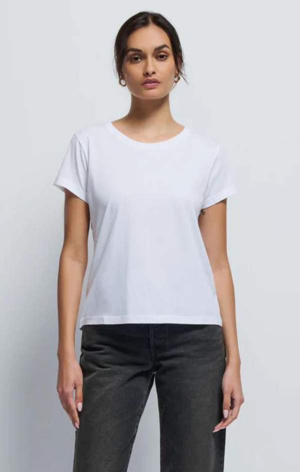 white short sleeve cotton tee