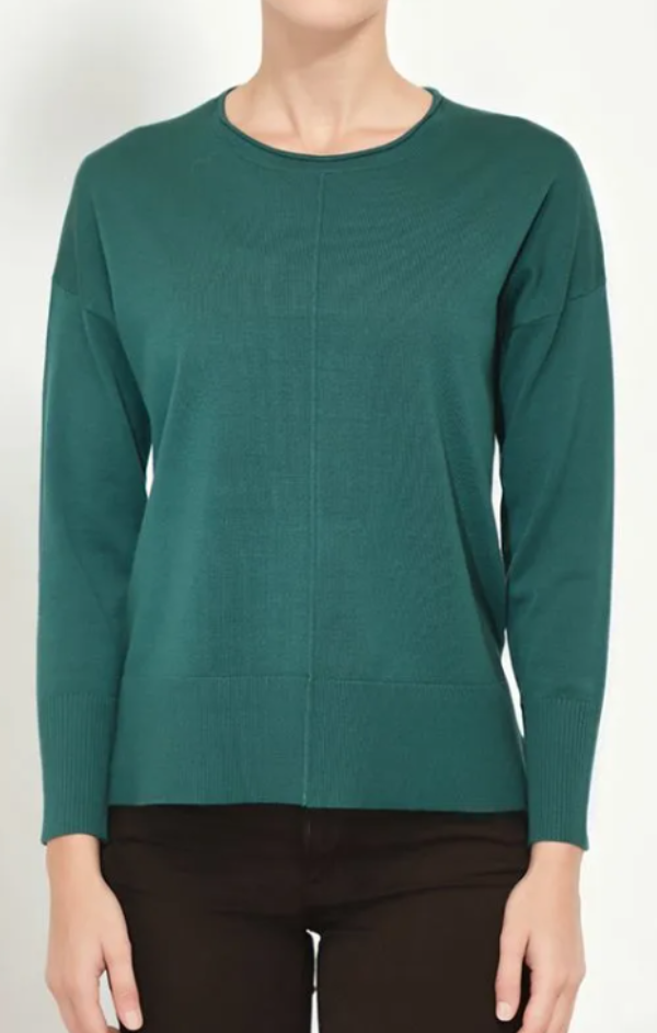 Oversized Pullover with Roll Edge Neck Trim