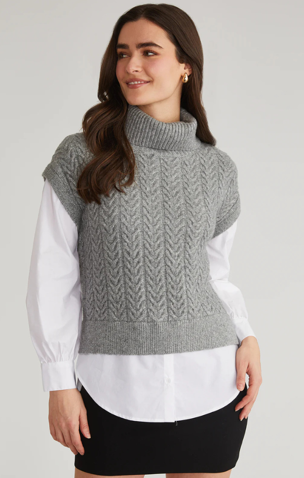 Sofia Twofer Cable Vest Tunic Sweater