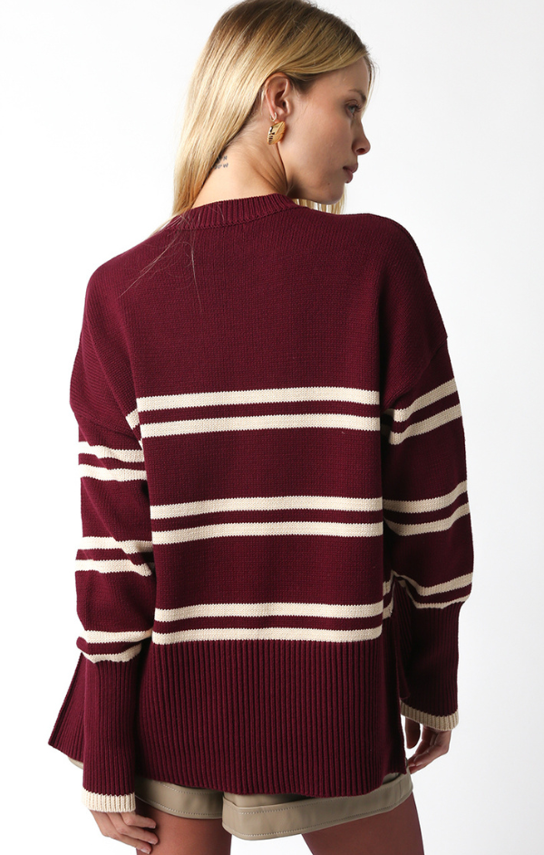 Wine Stripe Sweater