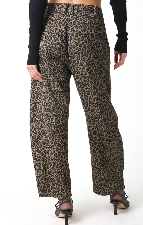 Leopard Print Barrel Pants