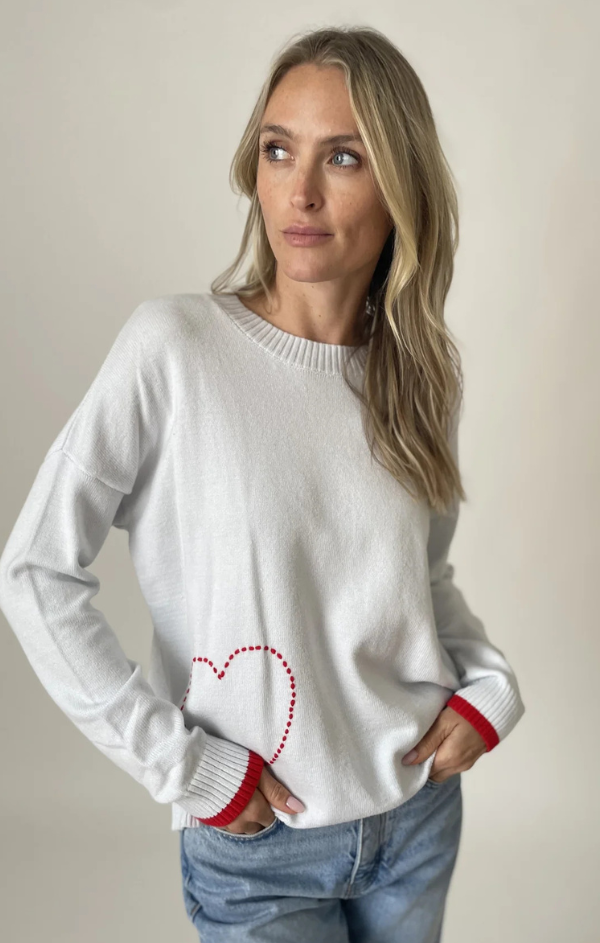 graphic heart pullover sweater