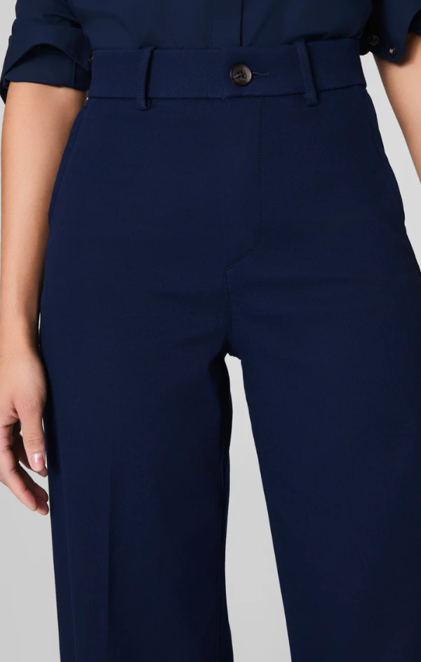 Stretch Twill Cropped Wide Leg Pant