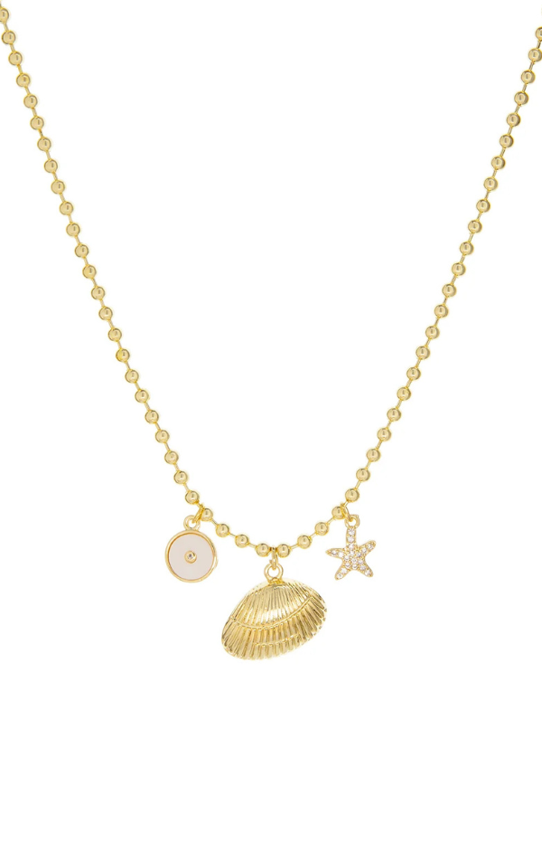 Ball Chain Necklace with Shell Charms