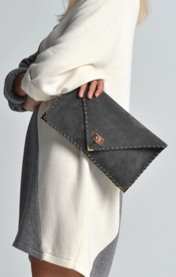 Leather Suede Clutch