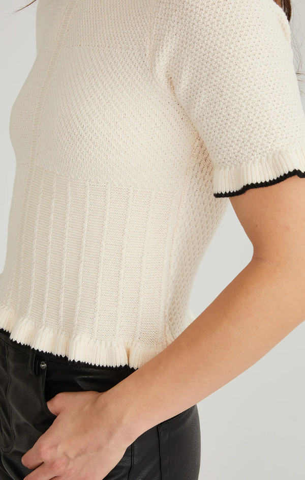 Mixed Stitch Ruffle Pullover