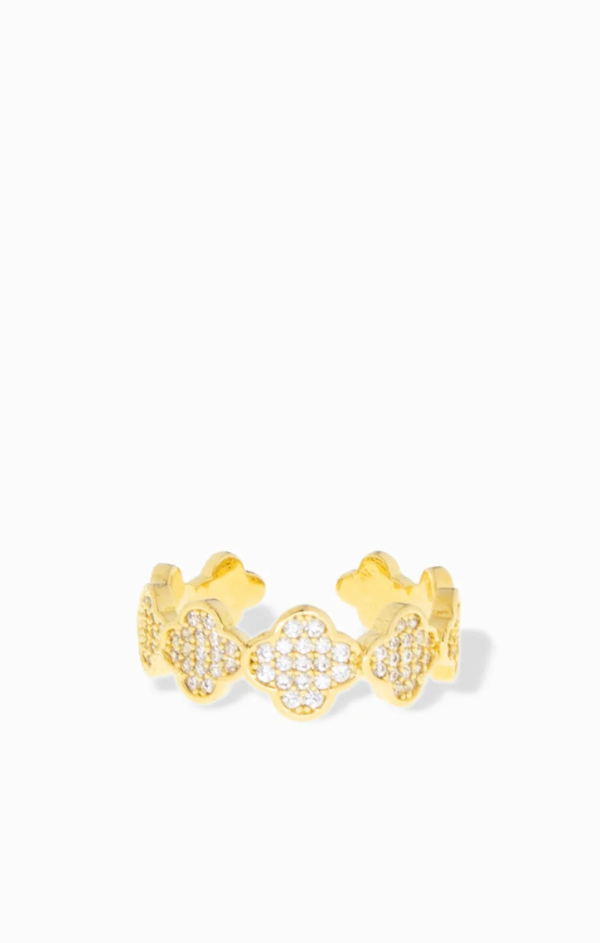 Adjustable Pave Clover Ring