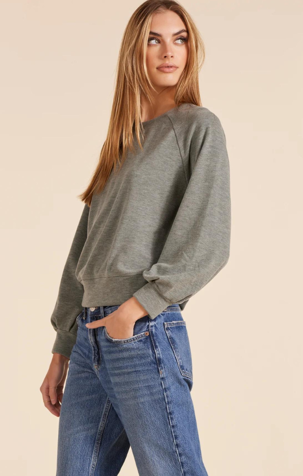 Pleat Sleeve Crewneck Sweatshirt