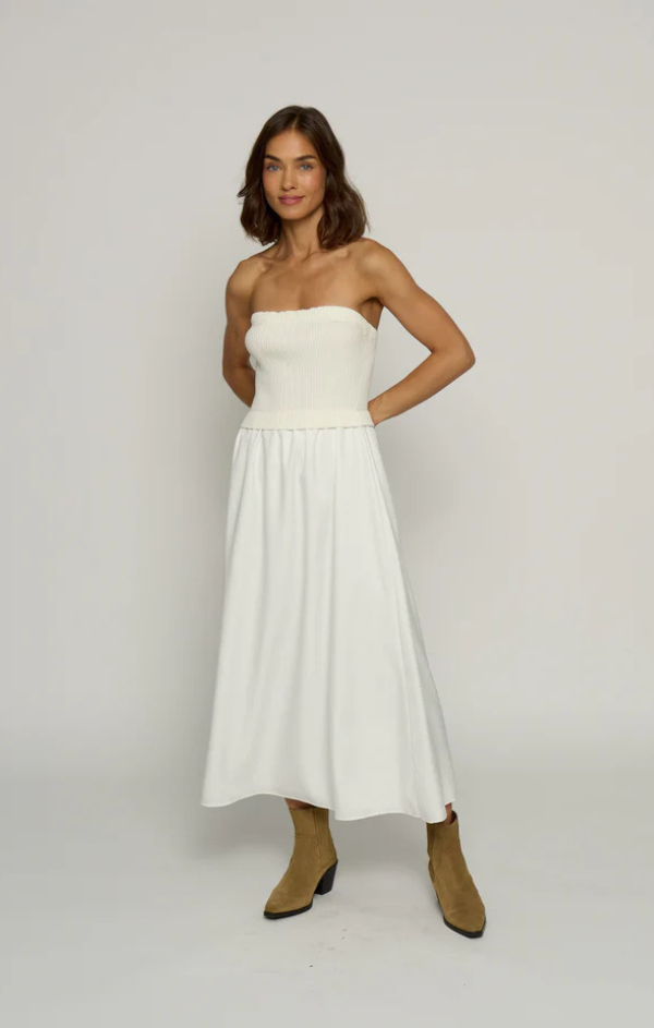 Tube Dress with Woven Skirt
