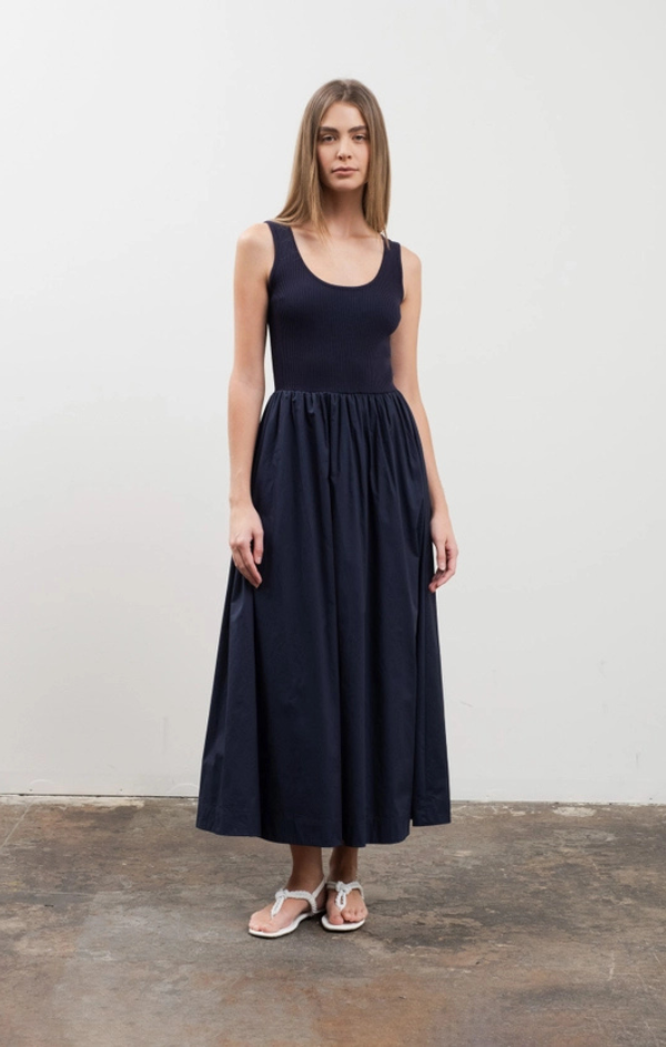 Voyager Mixed Media Midi Dress