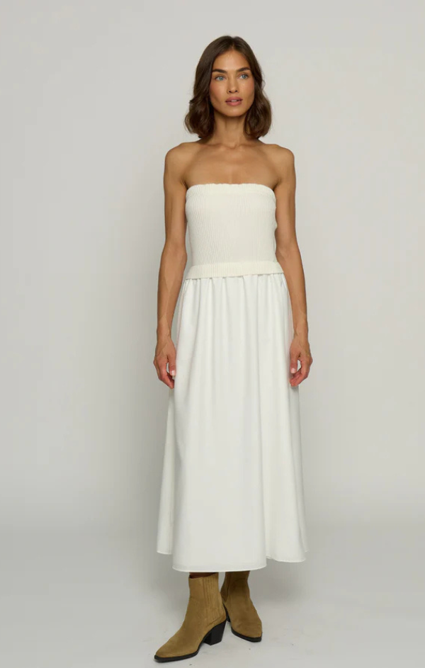 Tube Dress with Woven Skirt