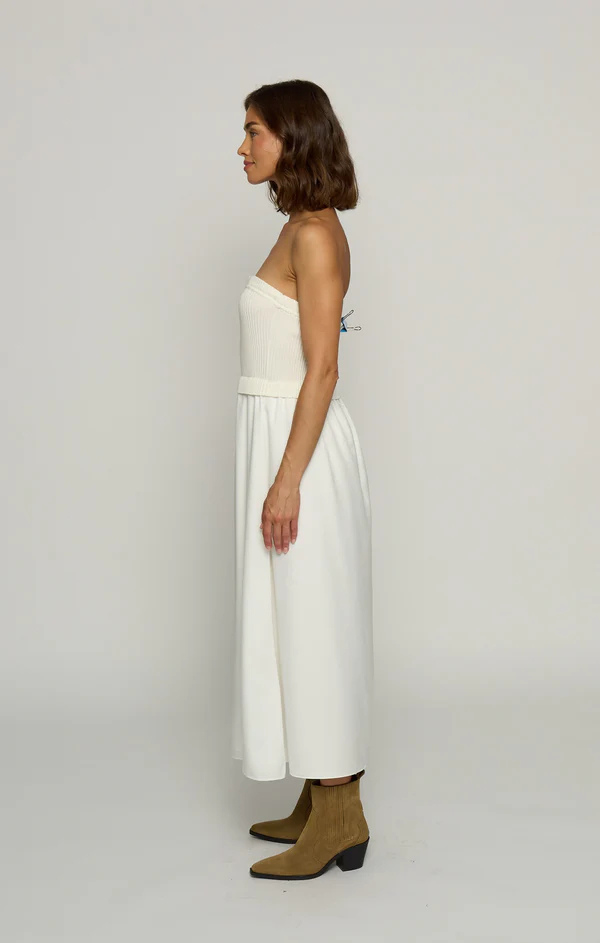 Tube Dress with Woven Skirt